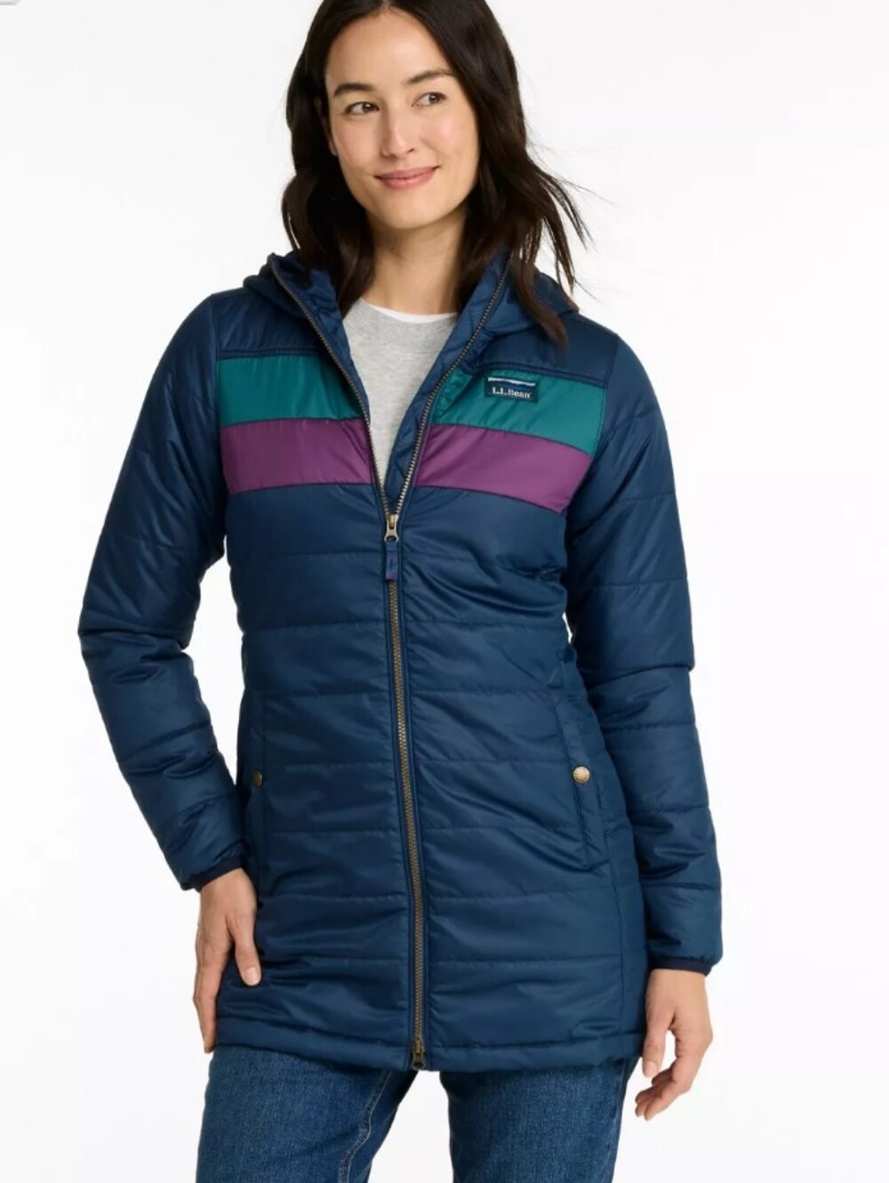 L.L. Bean Women's Mountain Classic Puffer Coat Colorblock Size 1X Plus Size